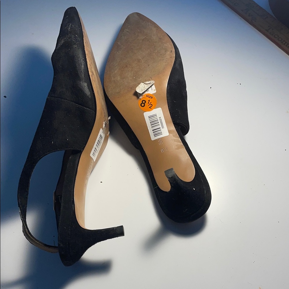 Banana Republic Black Slingback Suede Pointed Toe Women's Shoes - Picture 3 of 7